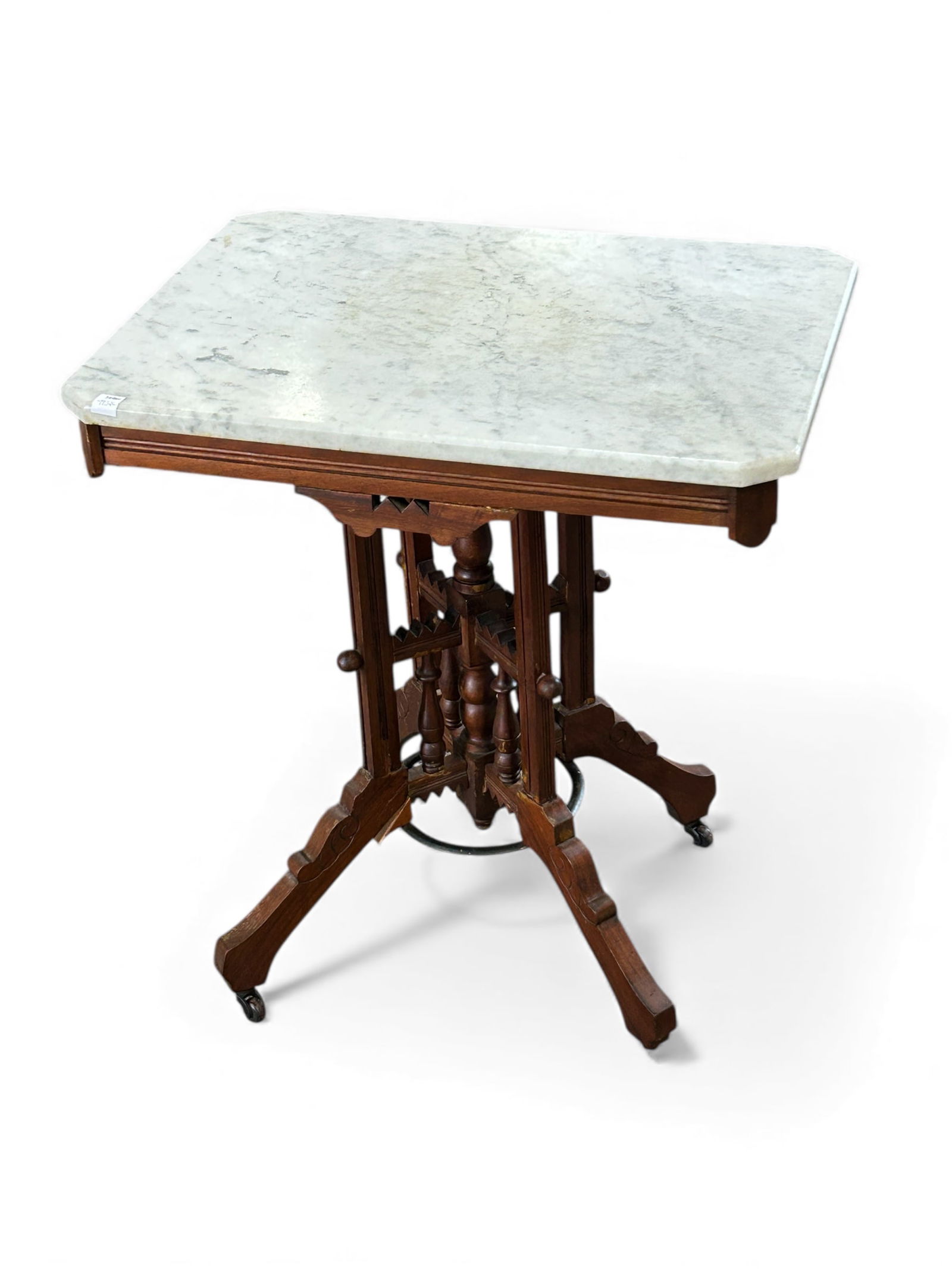 Eastlake Victorian Marble Top Side Table. (1 of 8)
