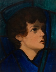 Portrait of a Boy, Unsigned Oil on Paper.