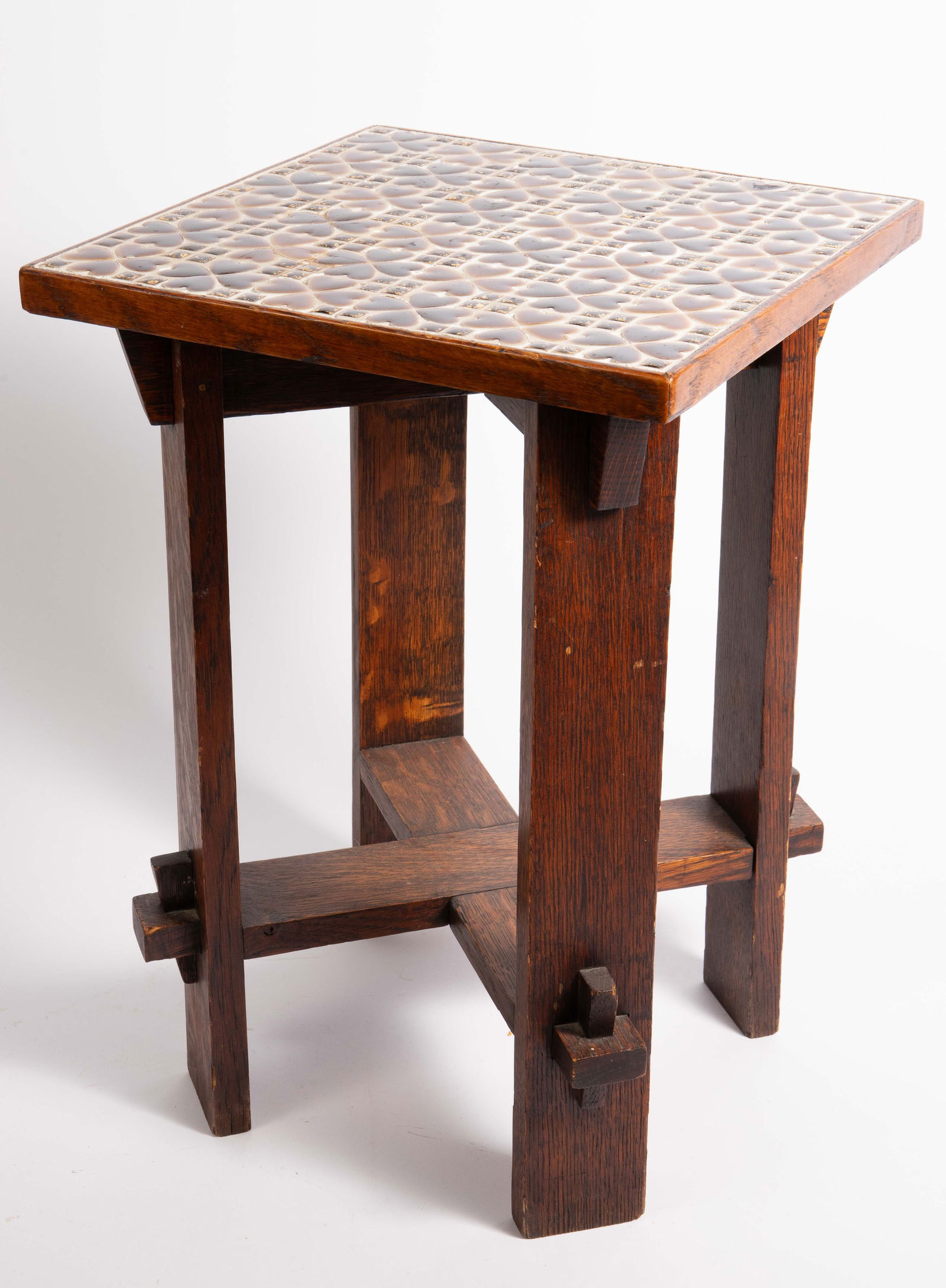Arts & Crafts Mission Oak Tile Top Side Table. (1 of 4)