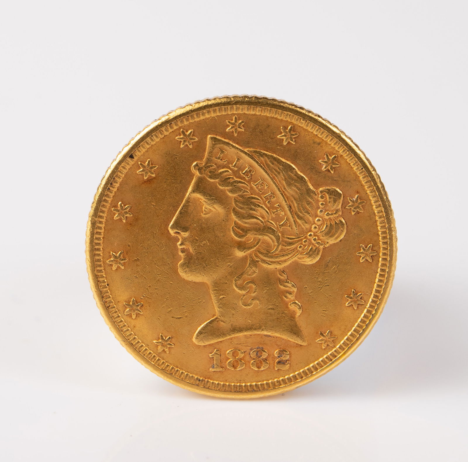 1882 $5 Liberty Head Gold Half Eagle Coin. (1 of 3)