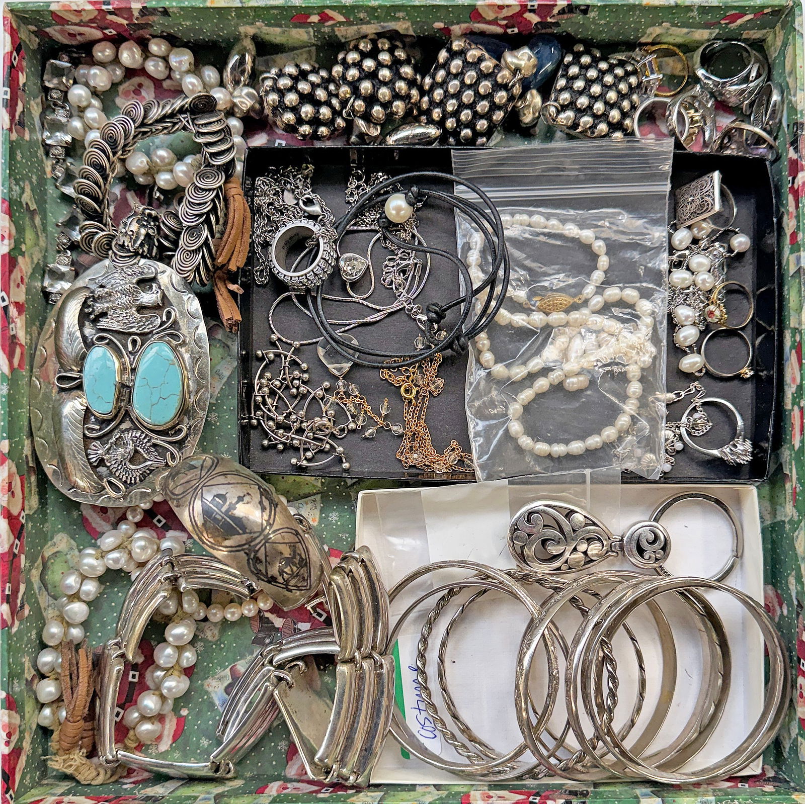 Lot of Mostly Costume Jewelry - 925, Gold Plate. (1 of 5)