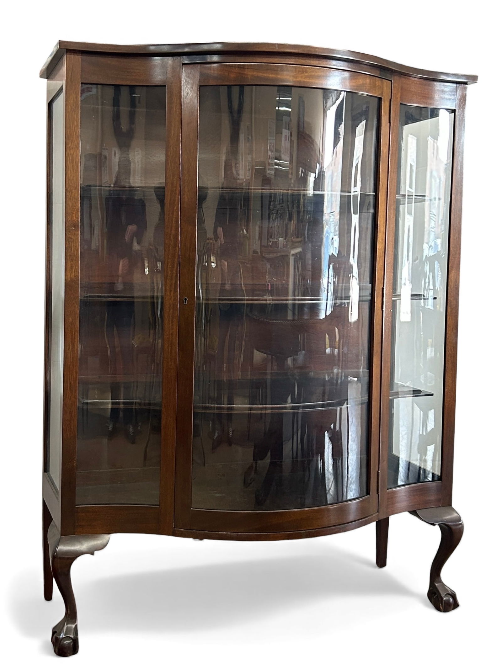 Carved Mahogany Chippendale Curio Cabinet. (1 of 7)
