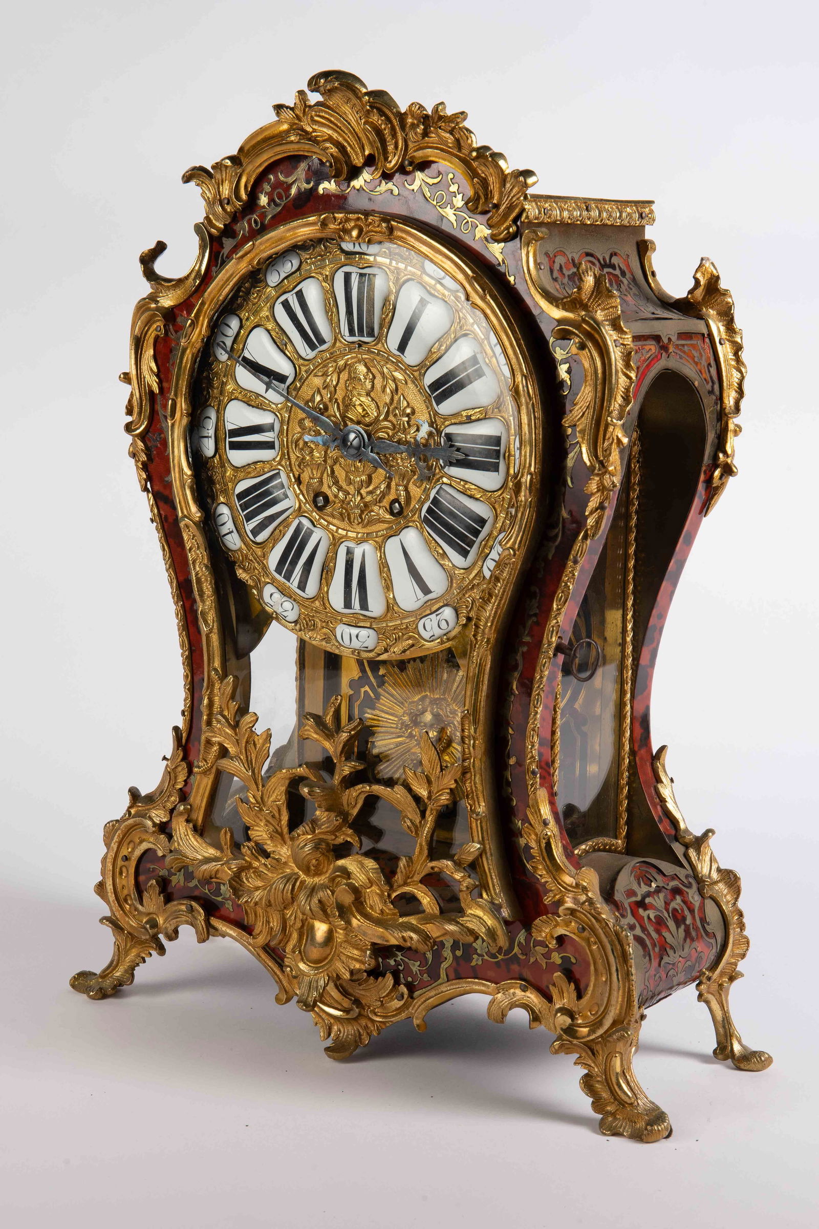 French Boulle Dore Bronze Mantel Clock.