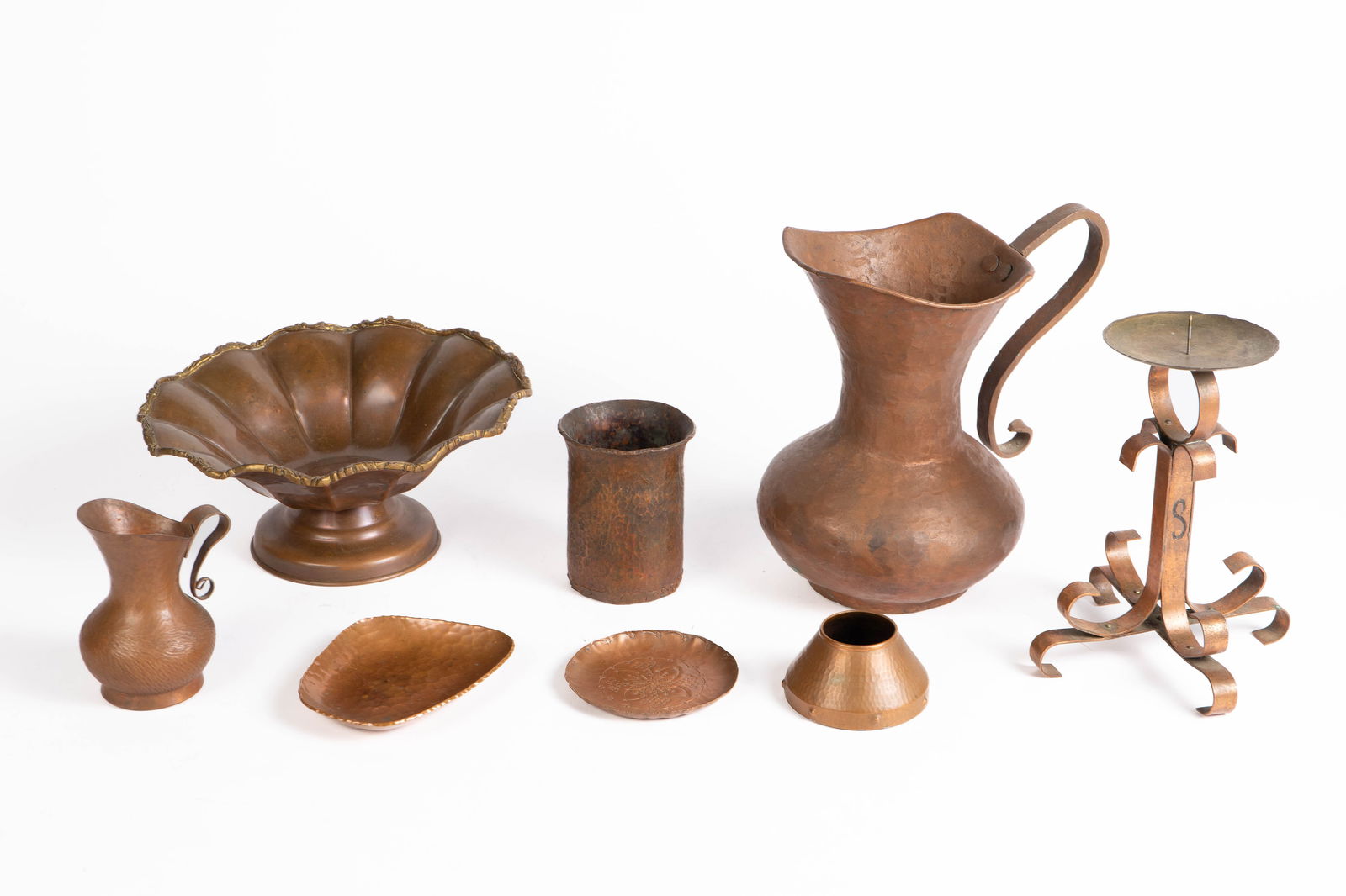 Lot of 8 Copper Items - Hammered, Wrought, Cast. (1 of 4)