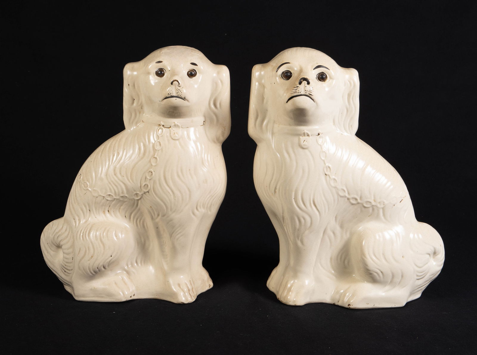 14" Pair of Staffordshire Dogs w/ Glass Eyes. (1 of 5)