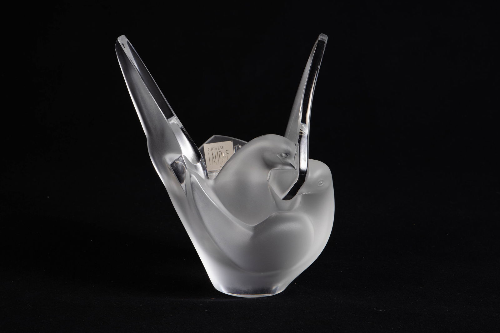 Lalique Crystal Sylvie Double Dove Frosted Vase. (1 of 5)