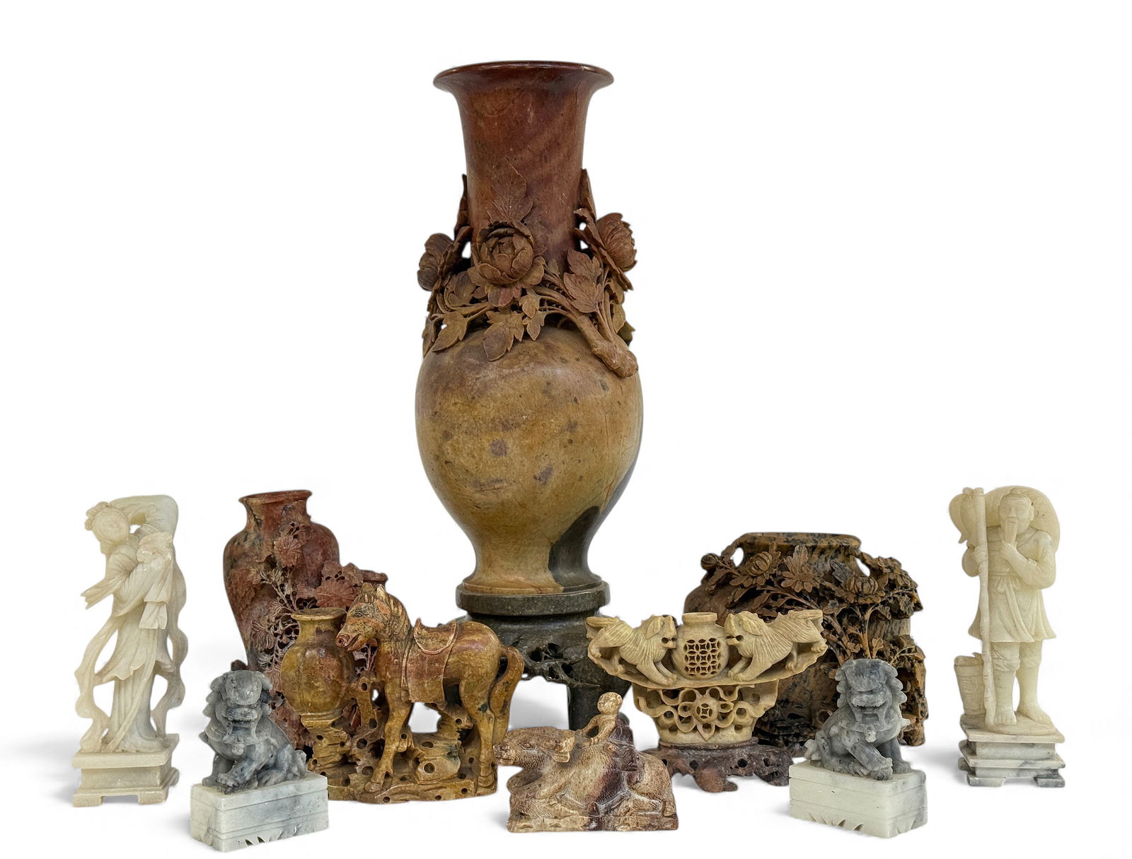 Lot of 10 Chinese Carved Soapstone Pcs. (1 of 9)