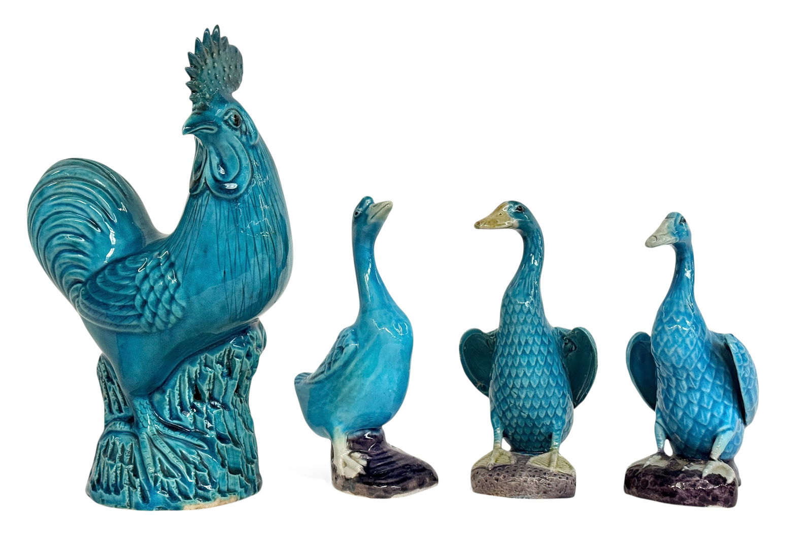 Lot of 4 Chinese Turquoise Glaze Porcelain Figures (1 of 4)