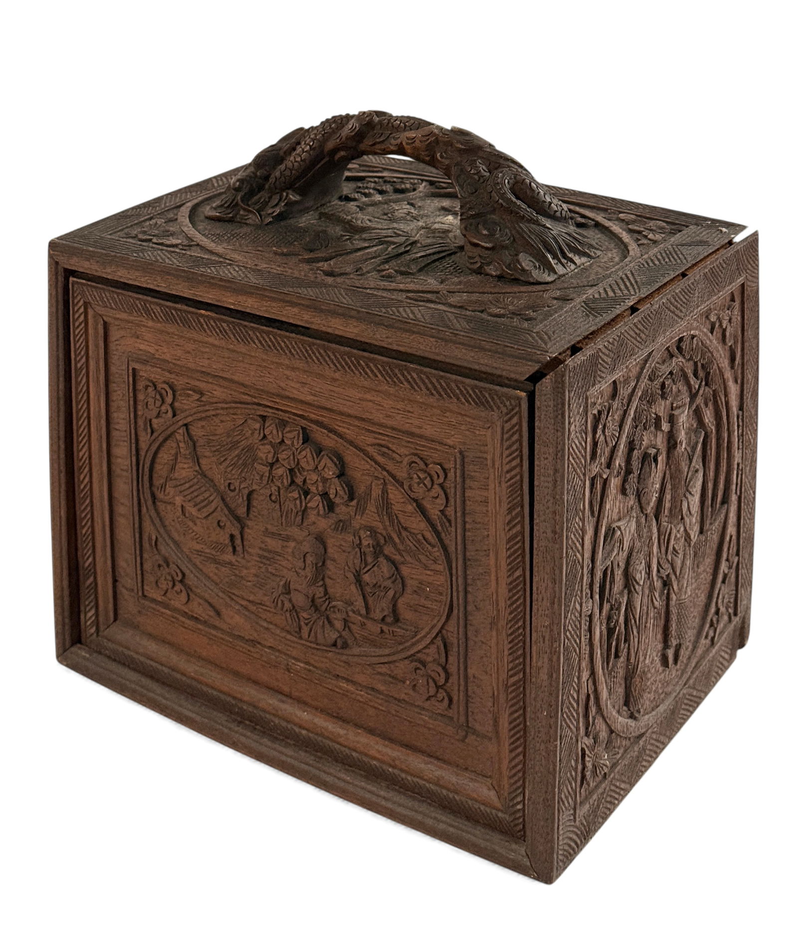 Chinese Mah Jongg Set in Ornately Carved Box. (1 of 8)