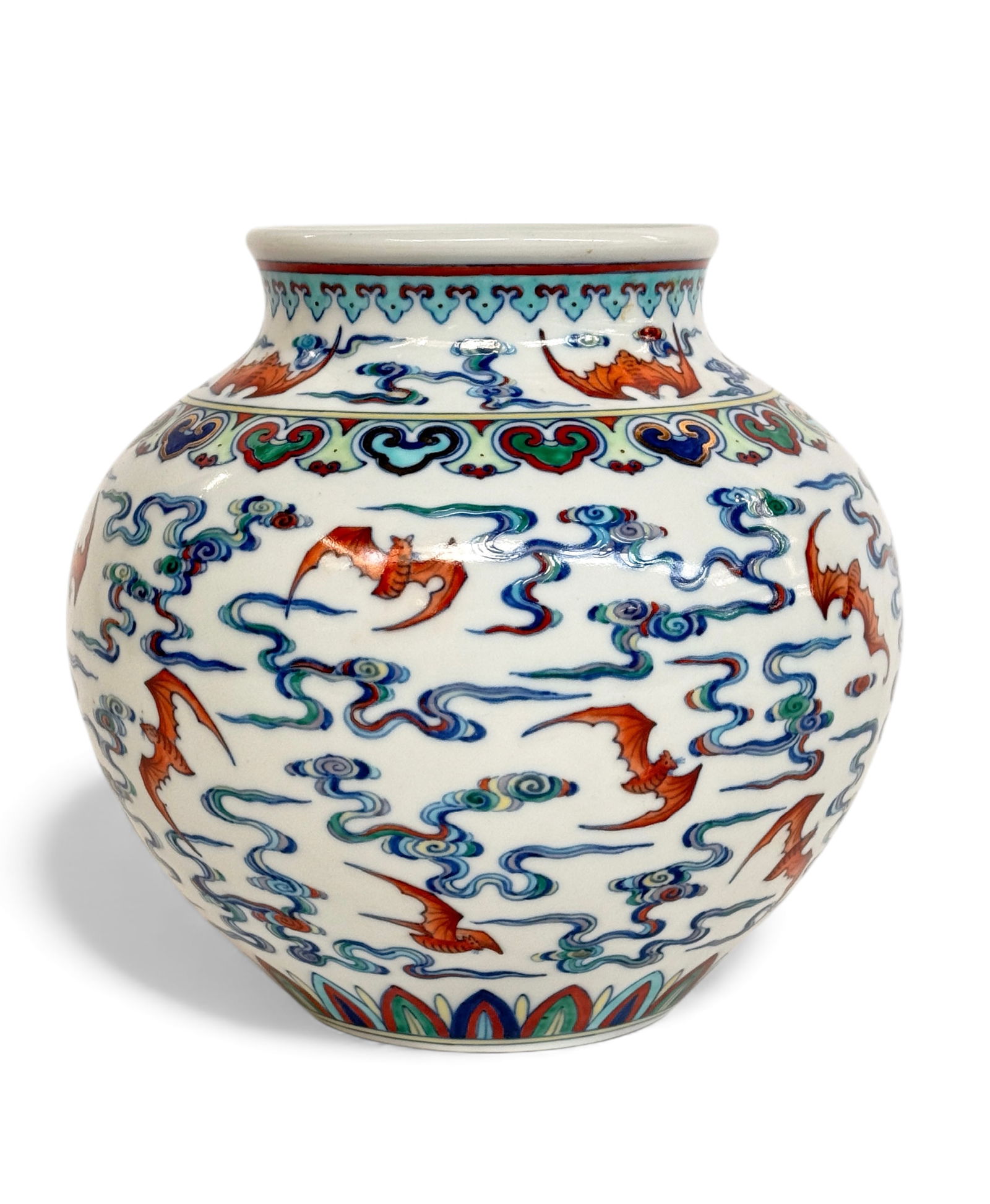 Chinese Hand Painted Porcelain Vase w/ Bat Designs (1 of 6)