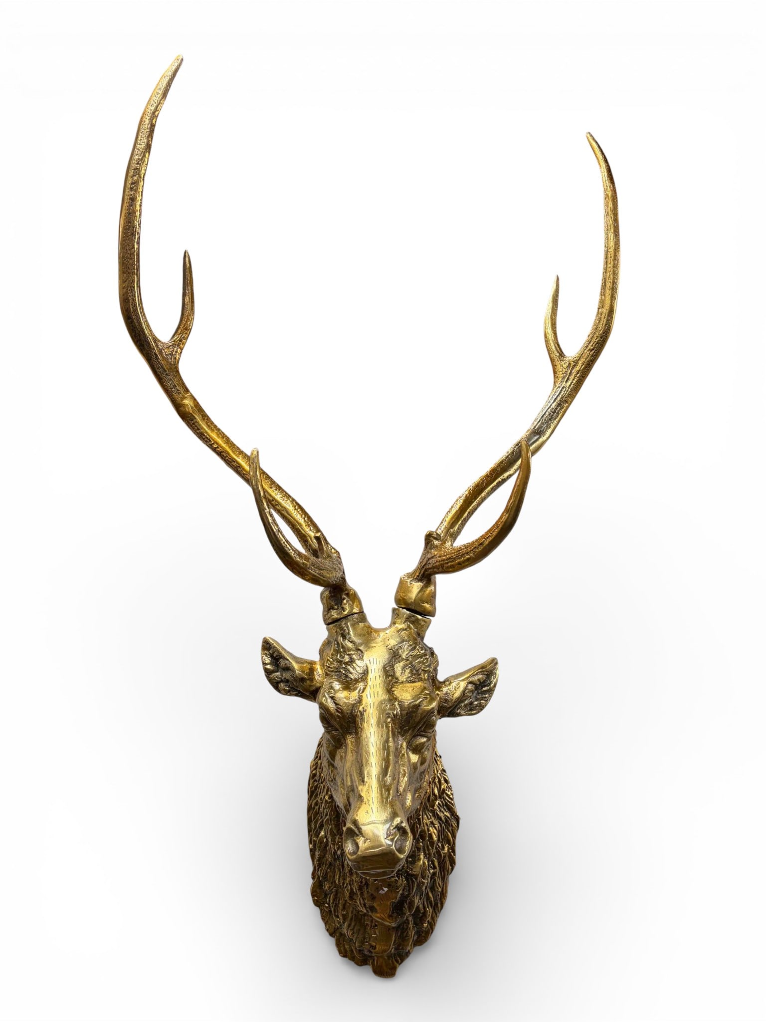 Gilded Metal 6-Point Deer Bust Wall Sculpture. (1 of 2)