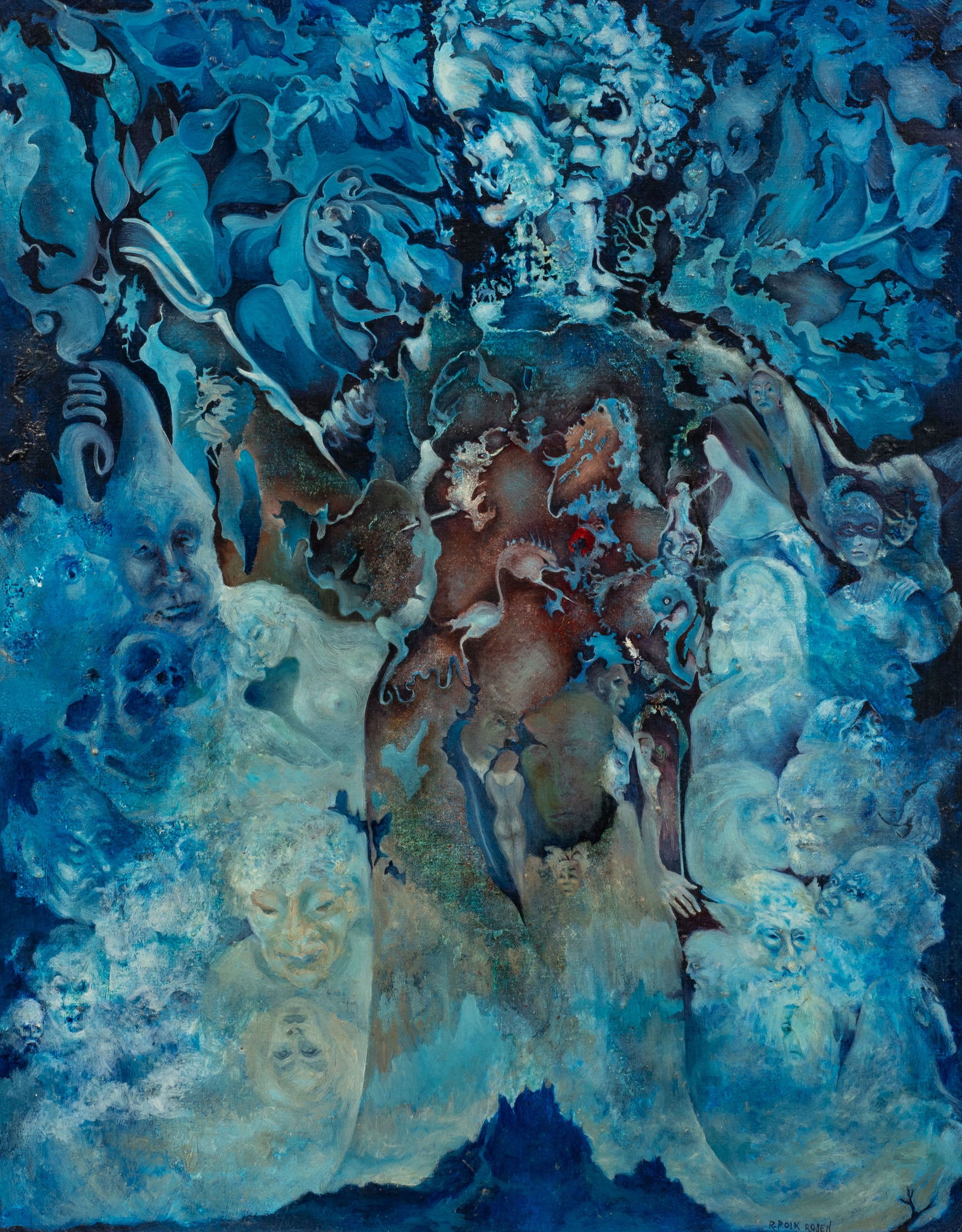 Surrealist Figural Painting, Rose Polk Rosen. (1 of 5)