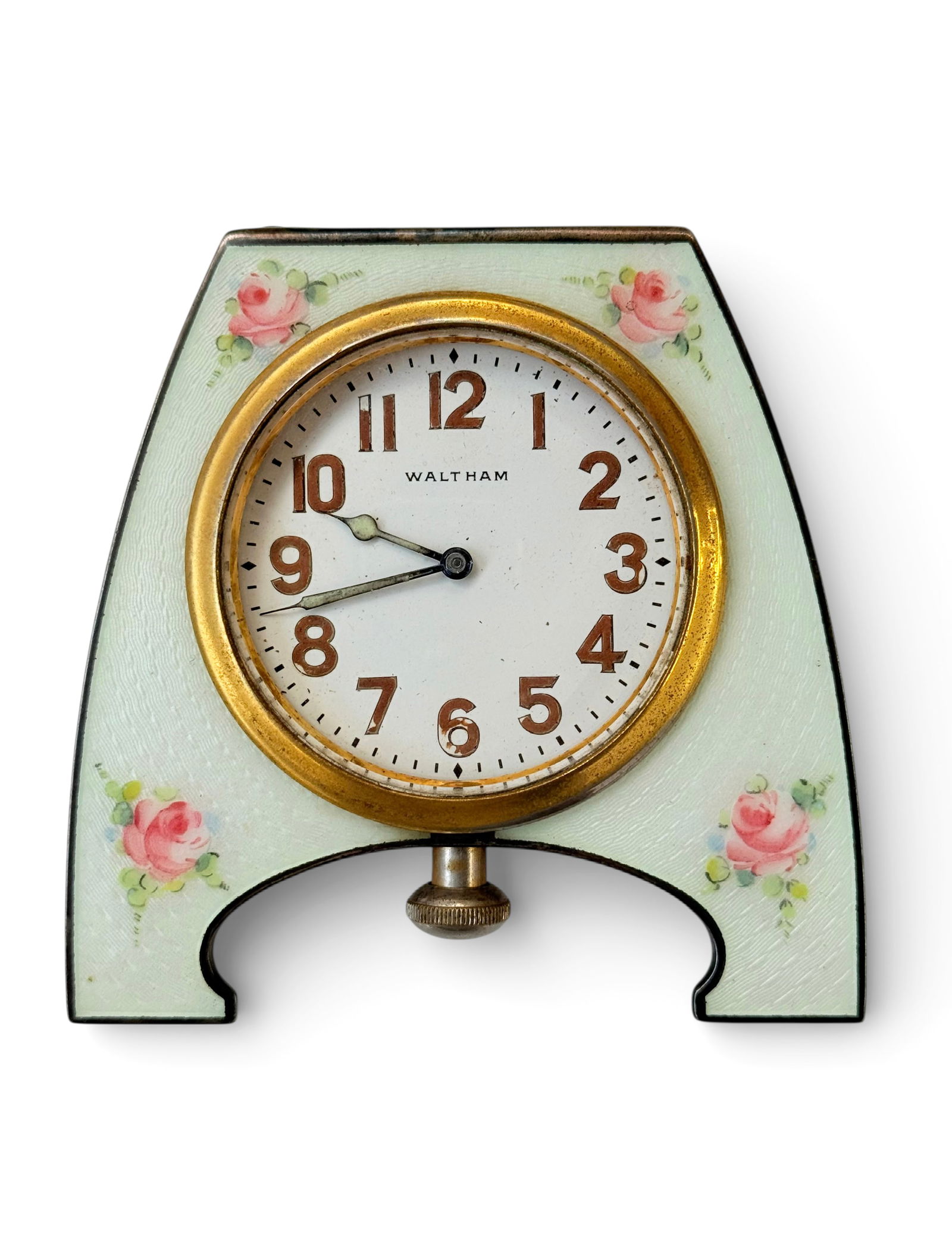 Waltham Sterling Silver Guilloche Desk Clock. (1 of 3)