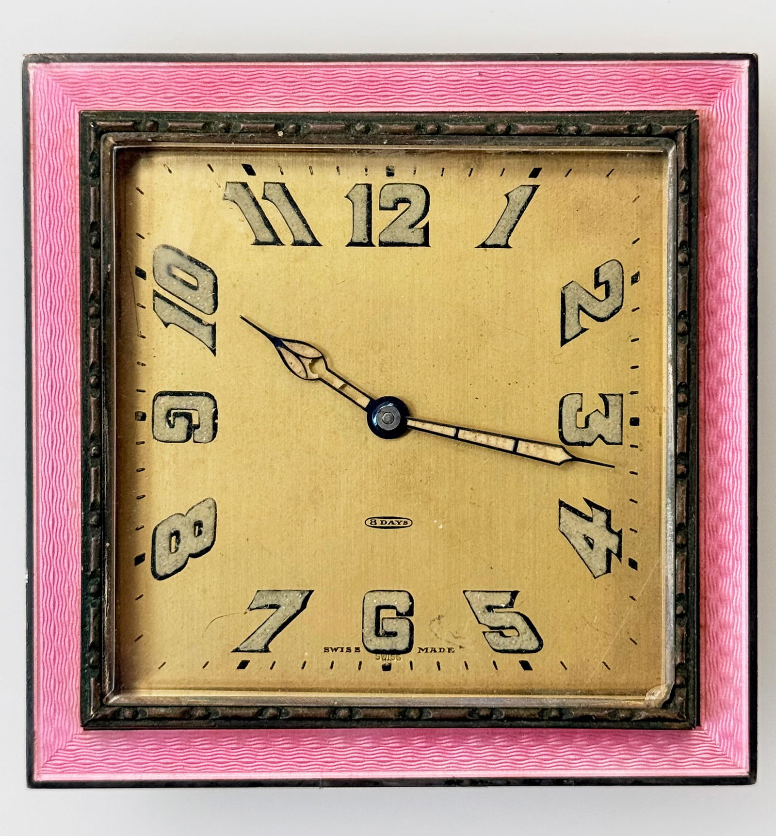 Deco Sterling Silver Guilloche Vintage Alarm Clock (1 of 2)