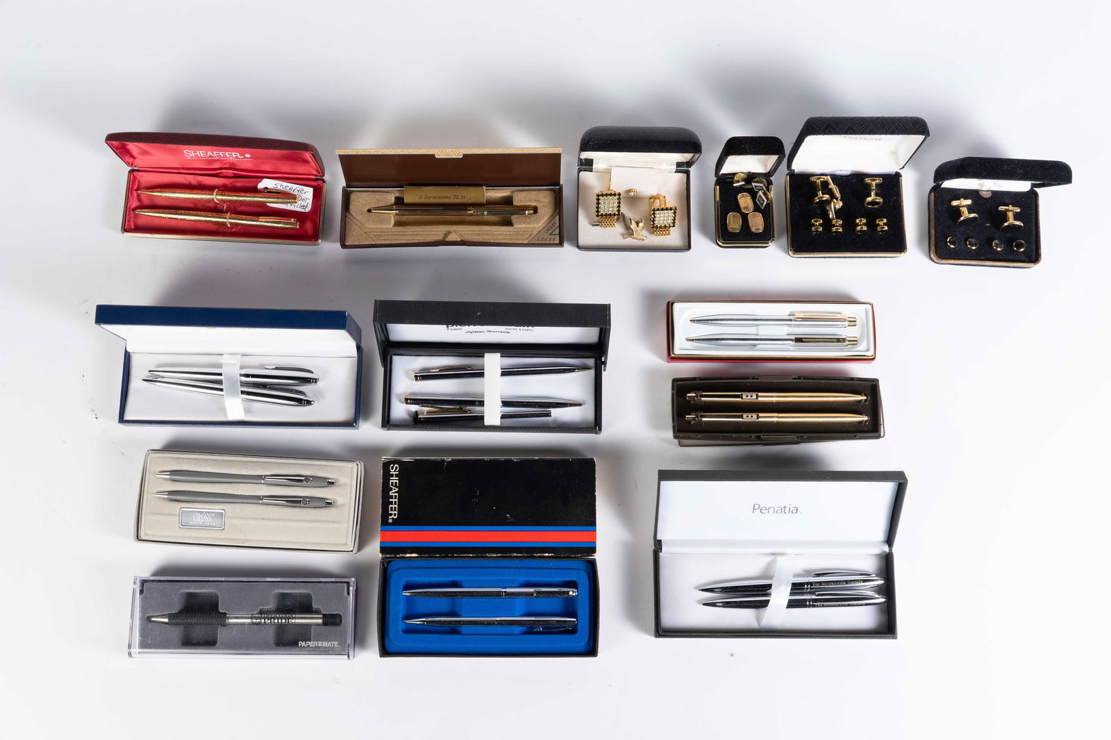 Lot: Vintage Pens, Pencils, Cuff Links, Tacks, Pin (1 of 4)