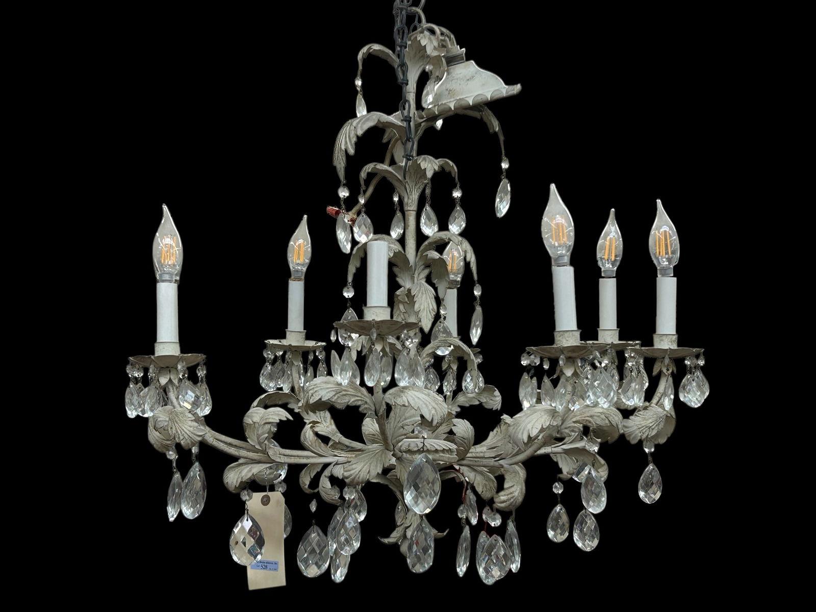 Vintage Tole & Prism 8-Arm Chandelier. (1 of 14)