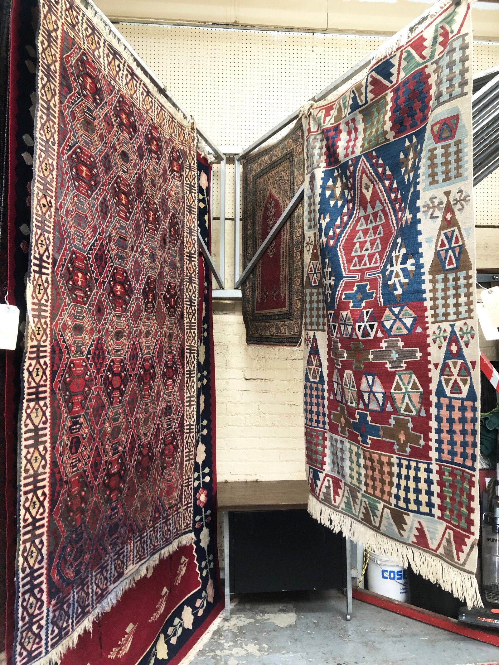 Lot of Two Good-Sized Kelim Rugs.: The rugs measure 3' 5" x 6' and 4' 6" x 6' 7". Both rugs look to be in good overall condition. In-house shipping is available for these rugs. Please see our website about in house shipping procedures.