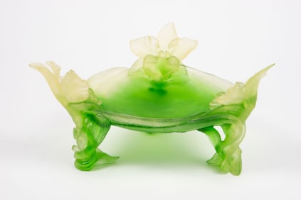 Daum Pate de Verre "Orchidee" Footed Bowl.