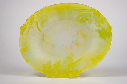 Daum France Pate de Verre "Mimosa" Platter.