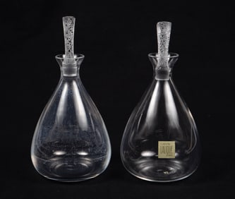 Lalique France Pair of "Phalsbourg" Decanters.