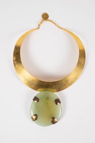 Jade Pendant Choker Necklace Sgd Van Der Straeten