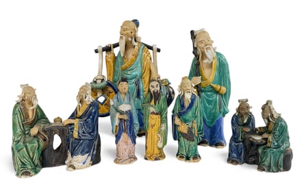 Lot of 7 Chinese Mudmen Figures.