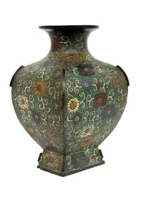 Japanese Meiji Period Chrysanthemum Cloisonne Vase