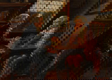 Figural Interior Scene, Alexander Austen.