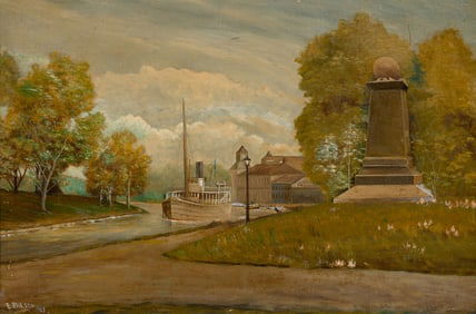 Mid-Century Canal Scene, E. Presto.