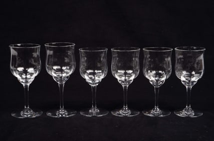 Baccarat Crystal Set of 6 Wine Glasses.