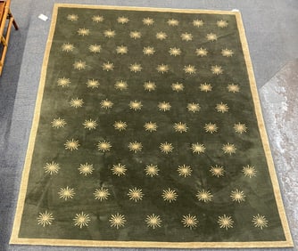 7' 11" x 9' 10" Green Tibetan Rug.