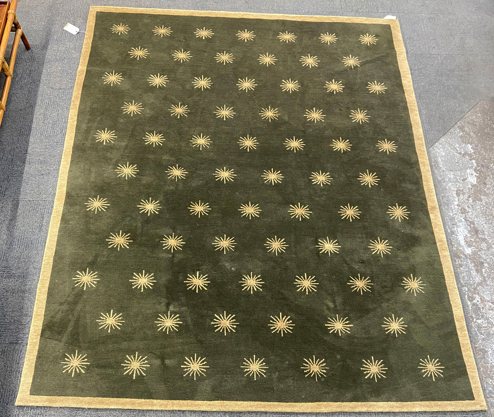 7' 11" x 9' 10" Green Tibetan Rug. (1 of 4)