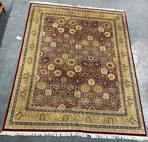 8' 1" x 10' 2" Red Tabriz Floral Rug.