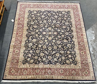 8' 1" x 10' 1" Blue Tabriz Floral Rug.