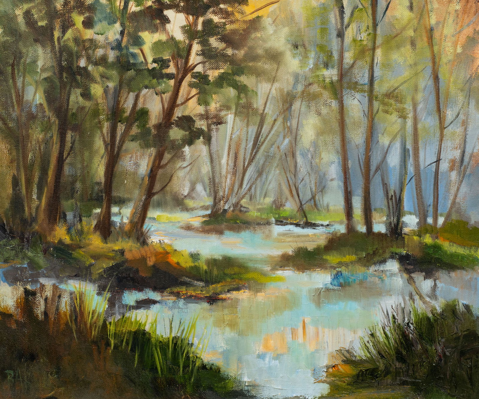 Impressionist Marsh Landscape, Sgd. Barns. (1 of 5)