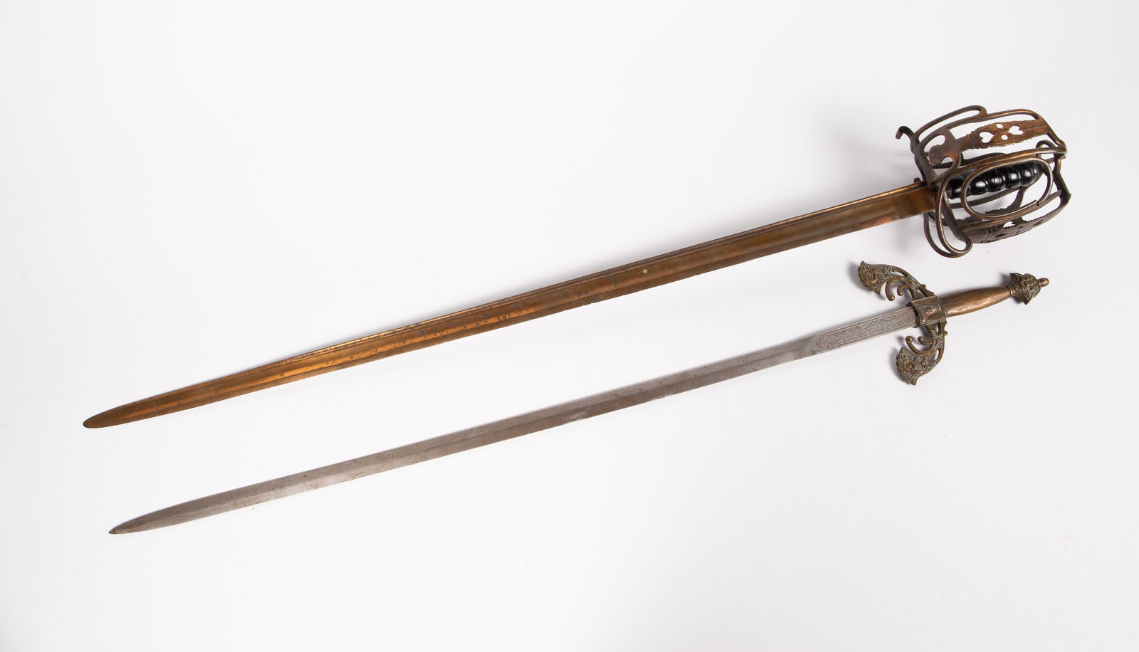 Lot of 2 Swords - Basket Hilt & Ornate Bronze Hilt (1 of 5)