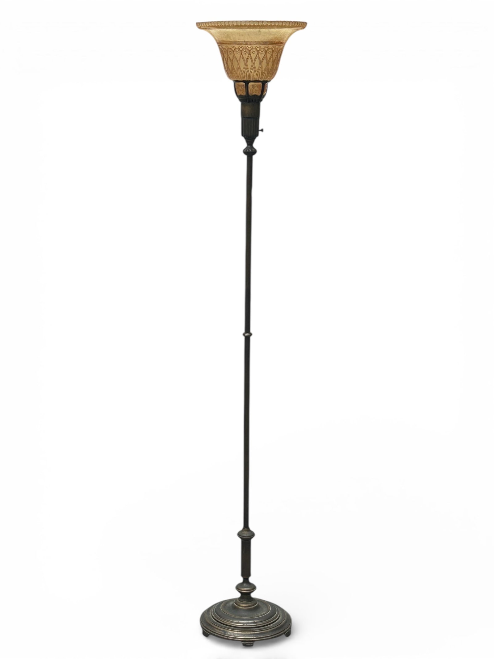 Floor Lamp with Amber Glass Shade. (1 of 11)