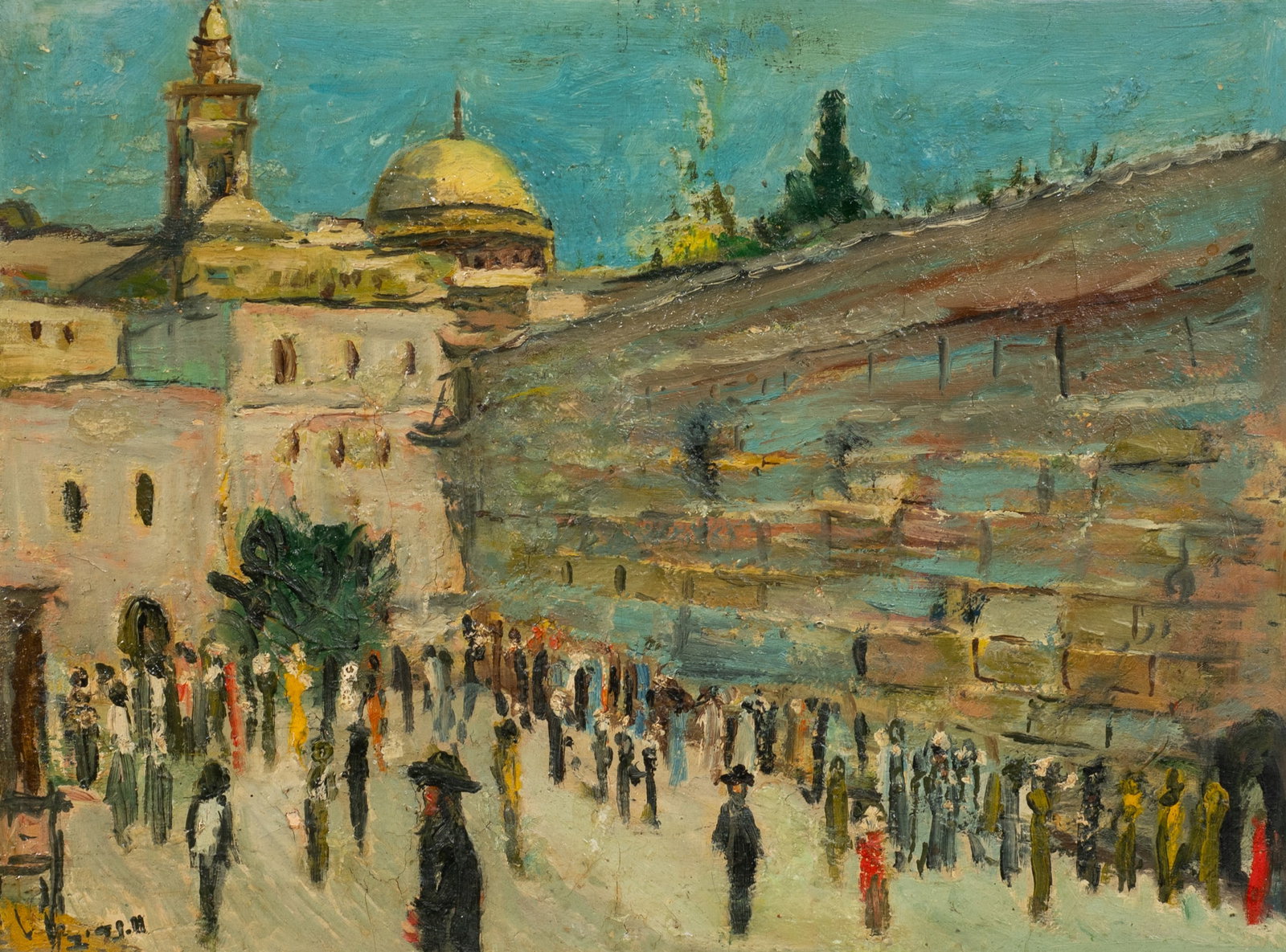 Painting of the Wailing Wall, Signed. (1 of 6)