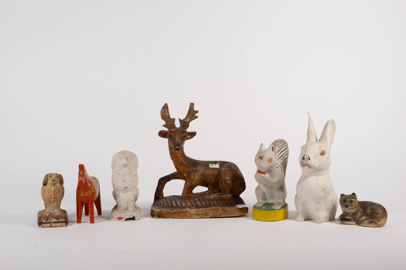 Lot of Vintage Animal Sculpture - Chalkware, Wood. (1 of 8)