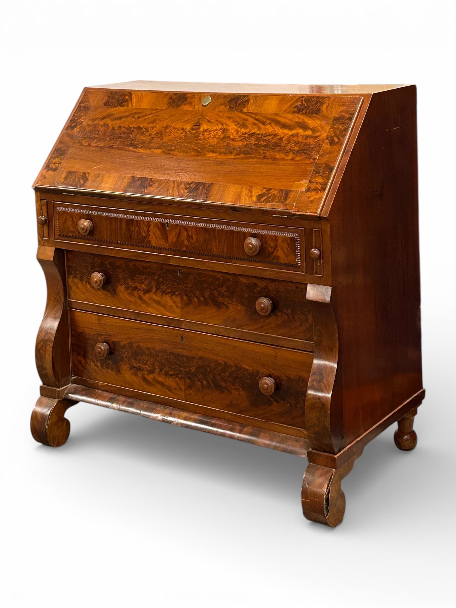 American Empire Flame Mahogany ? Wood Desk. (1 of 9)