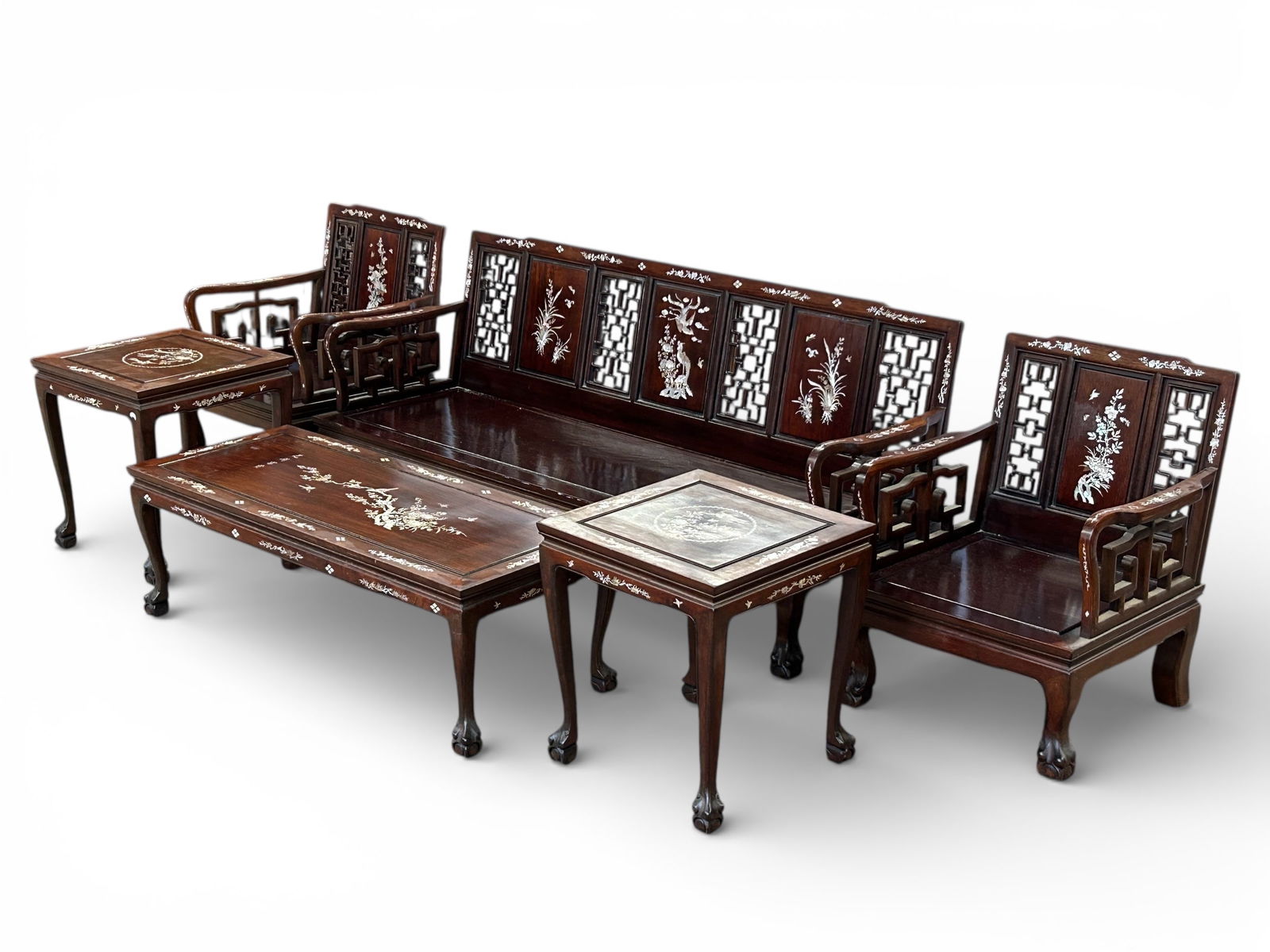 6 Pc. Mother of Pearl Inlaid Chinese Parlor Set. (1 of 20)