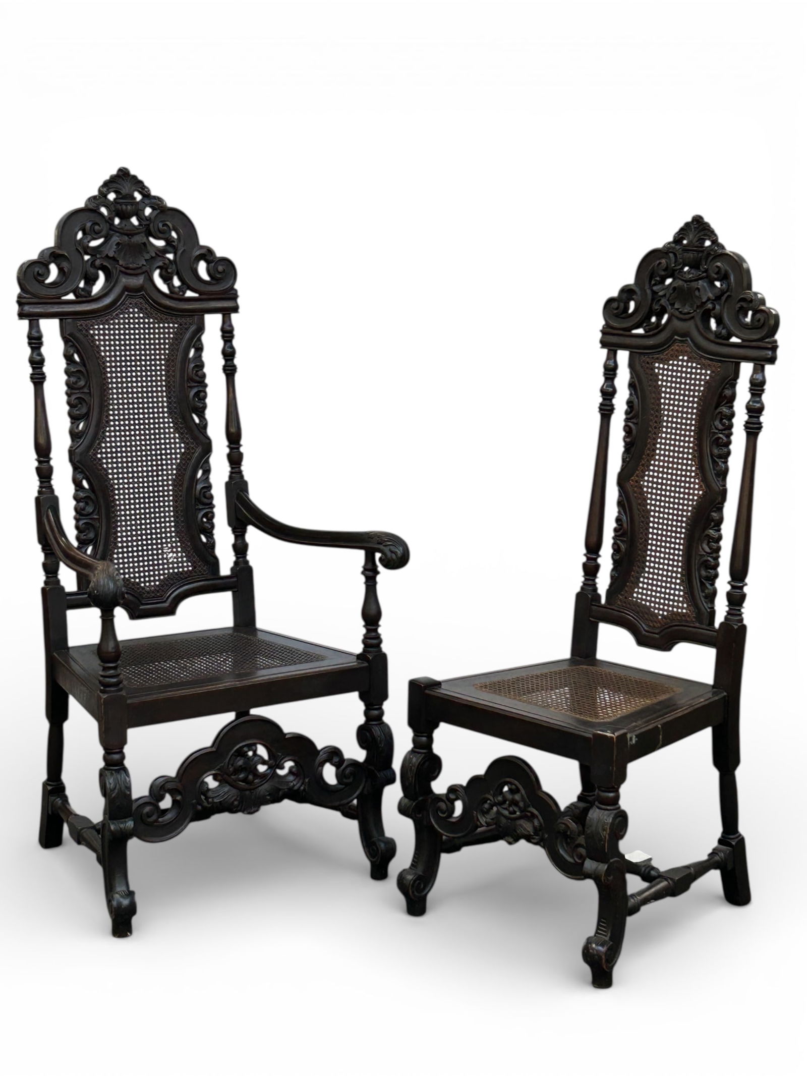 Pair of Carved Victorian Throne Chairs. (1 of 20)