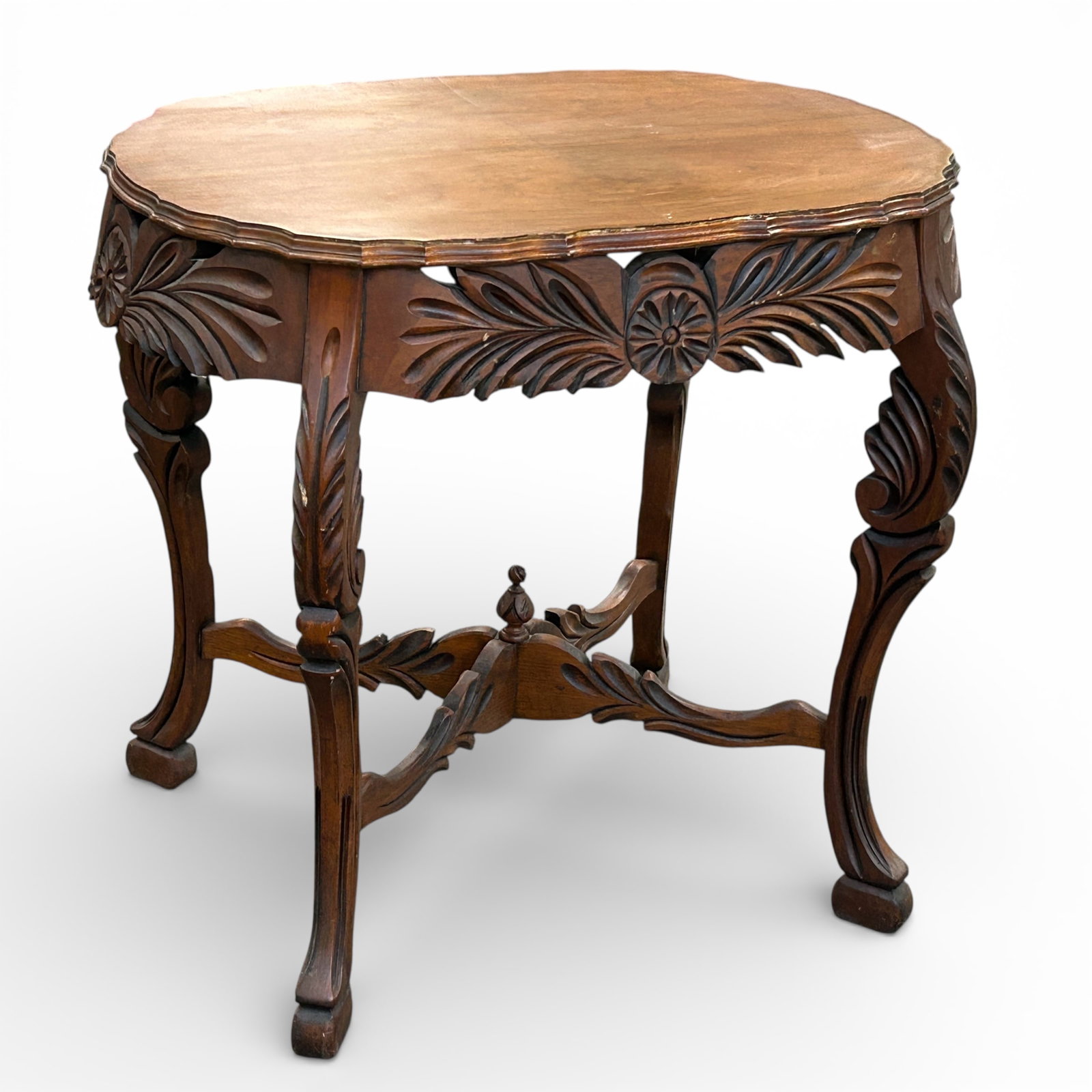 French Country Carved Walnut Side or Parlor Table. (1 of 10)