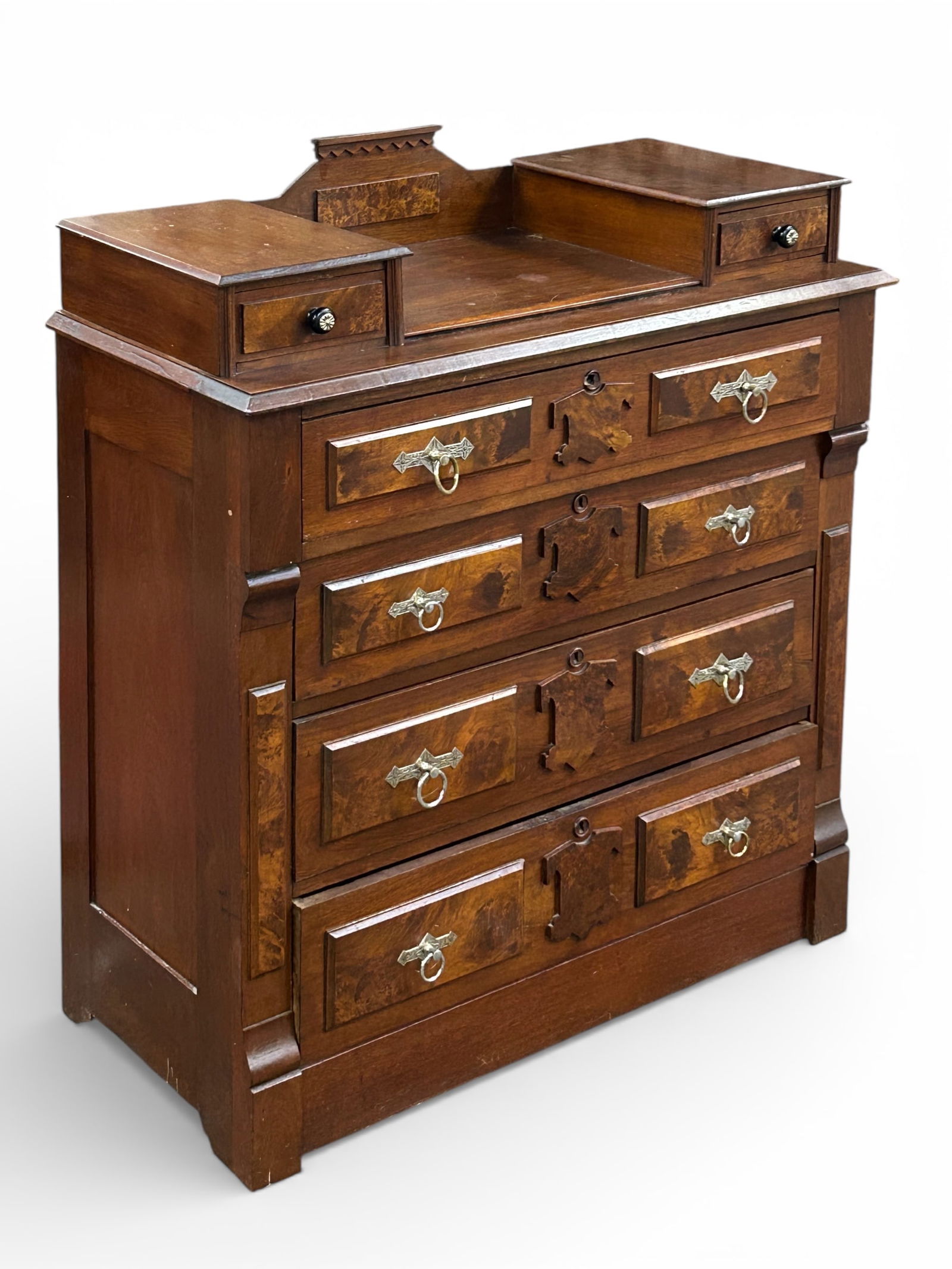 Antique Burled Walnut Victorian Chest. (1 of 7)
