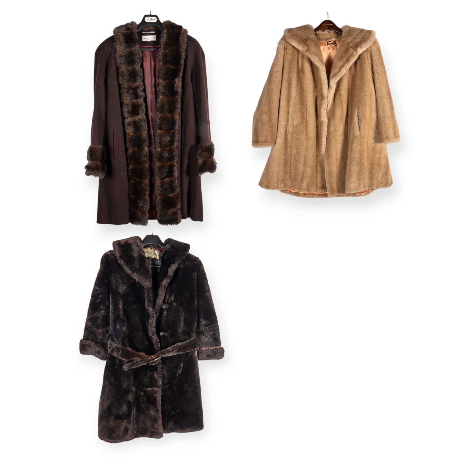 Lot: 3 Coats - 2 Faux Fur, One Possibly Mouton. (1 of 7)