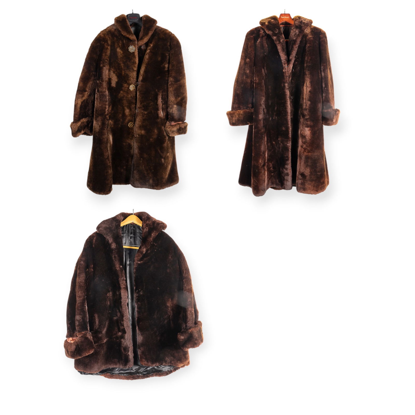 Lot: 3 Fur Coats, Likely Mouton. (1 of 8)