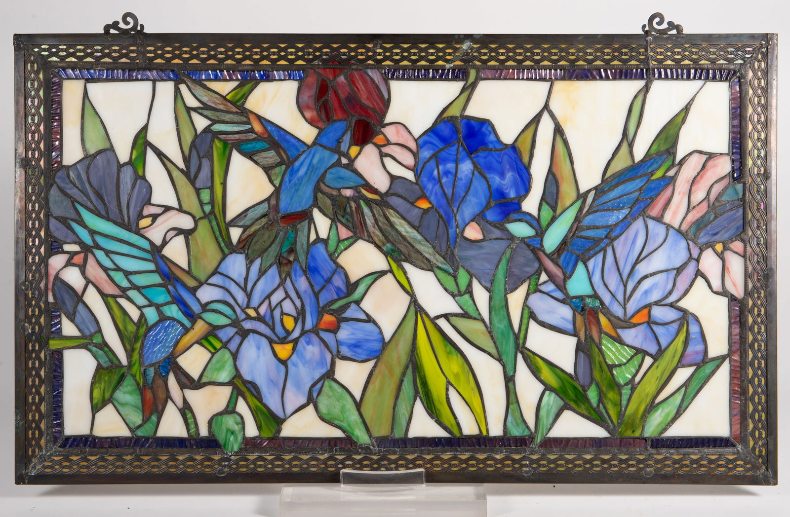 Stained Glass Window of Hummingbird & Irises. (1 of 5)