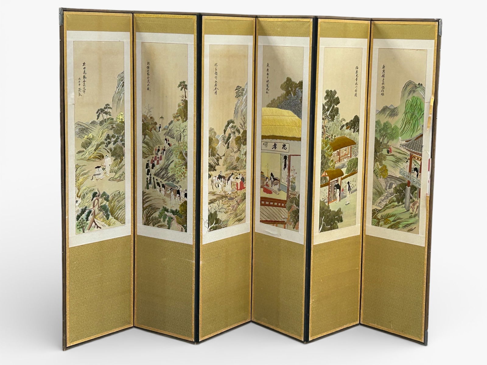 Six-Panel Korean Painted Folding Screen. (1 of 15)