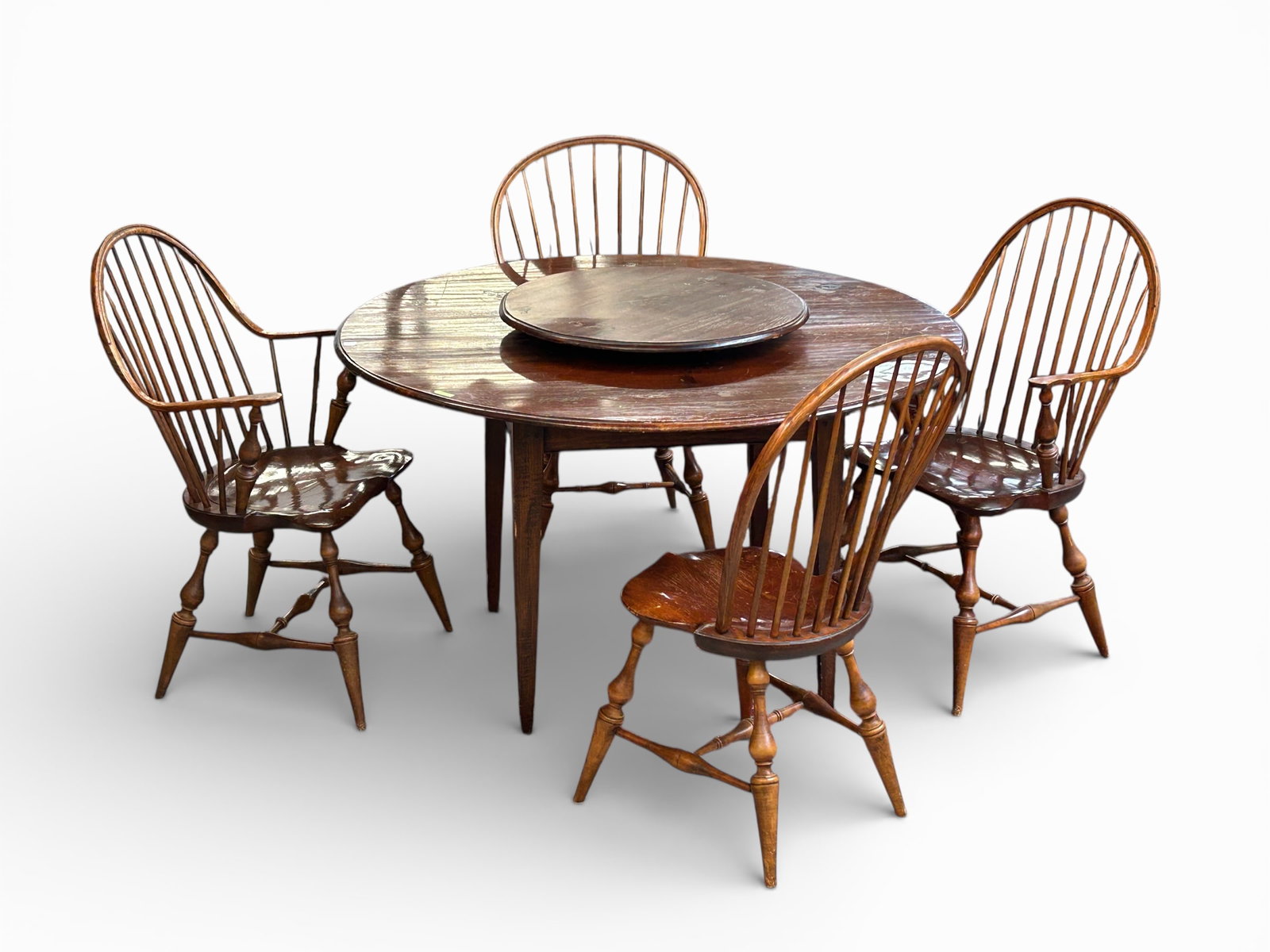 Primitive Pine Table & 4 Windsor Chairs, DR Dimes. (1 of 11)