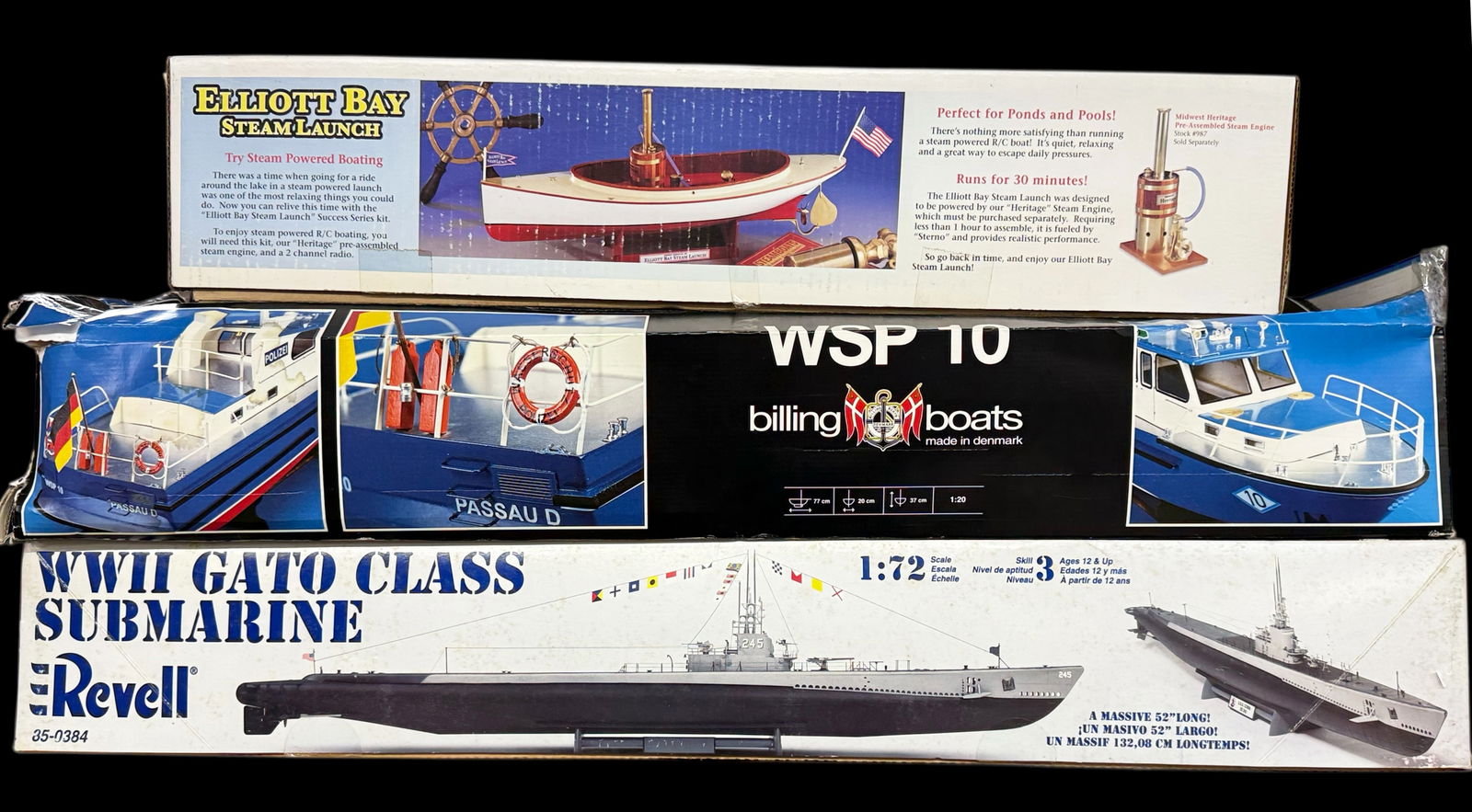 Lot of 3 RC Model Boat Kits - Revell, Midwest (1 of 2)